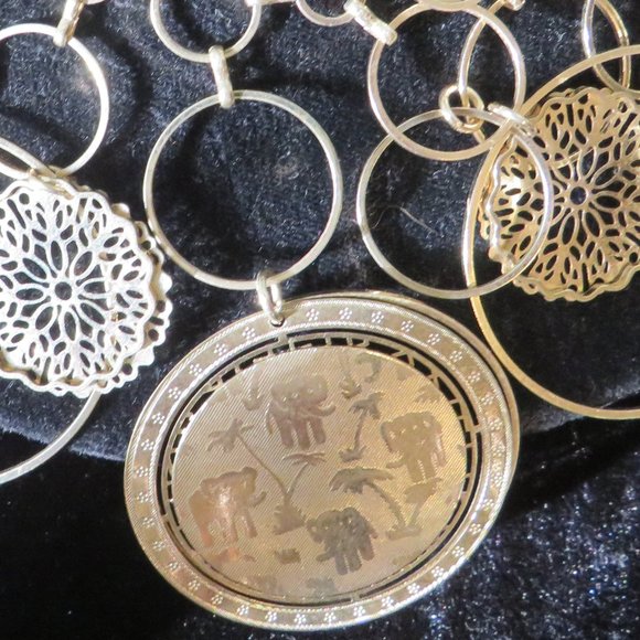 African Animal Inspired Elephant 21" 3 Strand Necklace - Picture 2 of 6